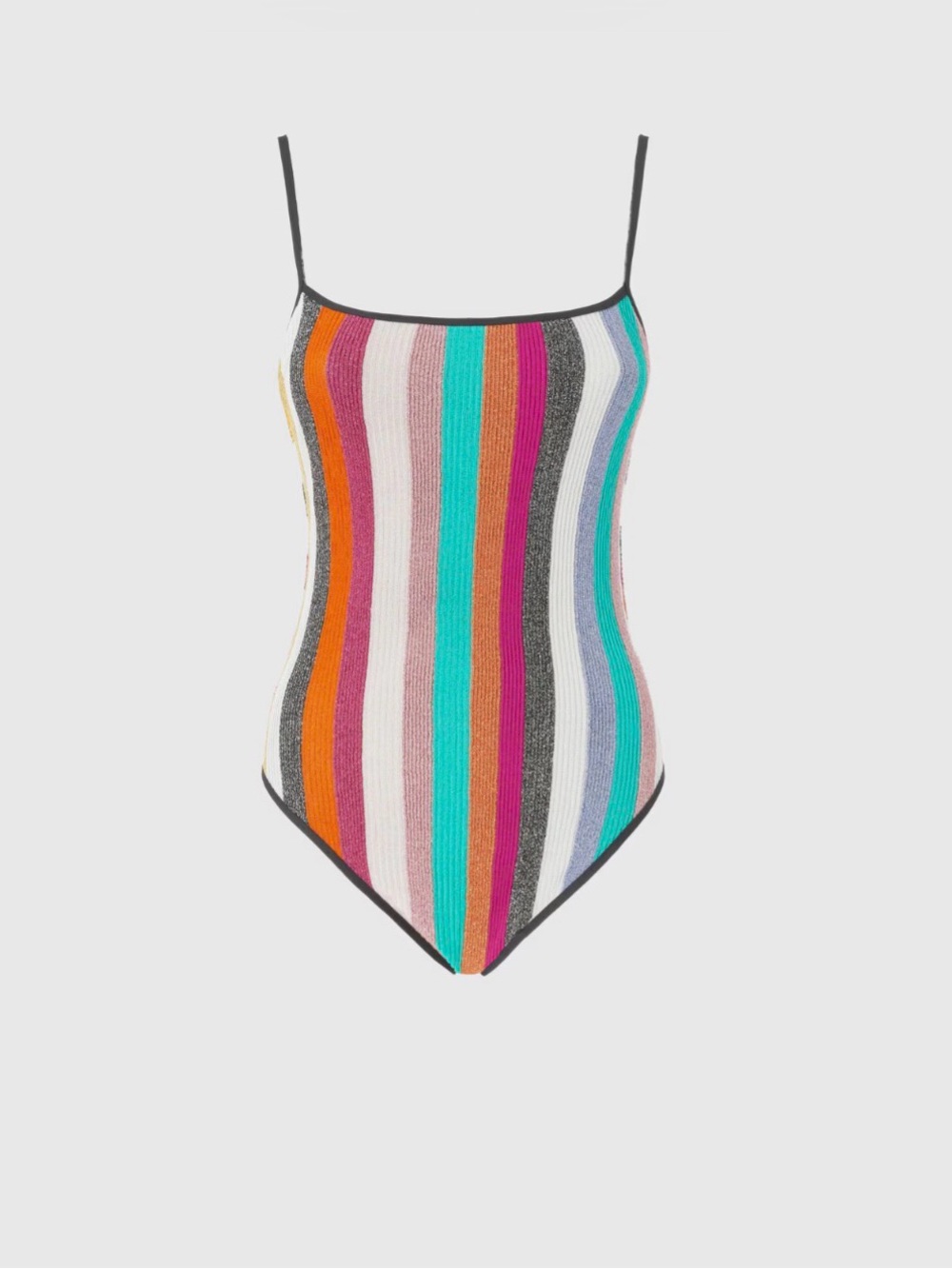 NWT Missoni one-piece Swimsuit in striped ribbed glitter lame knit